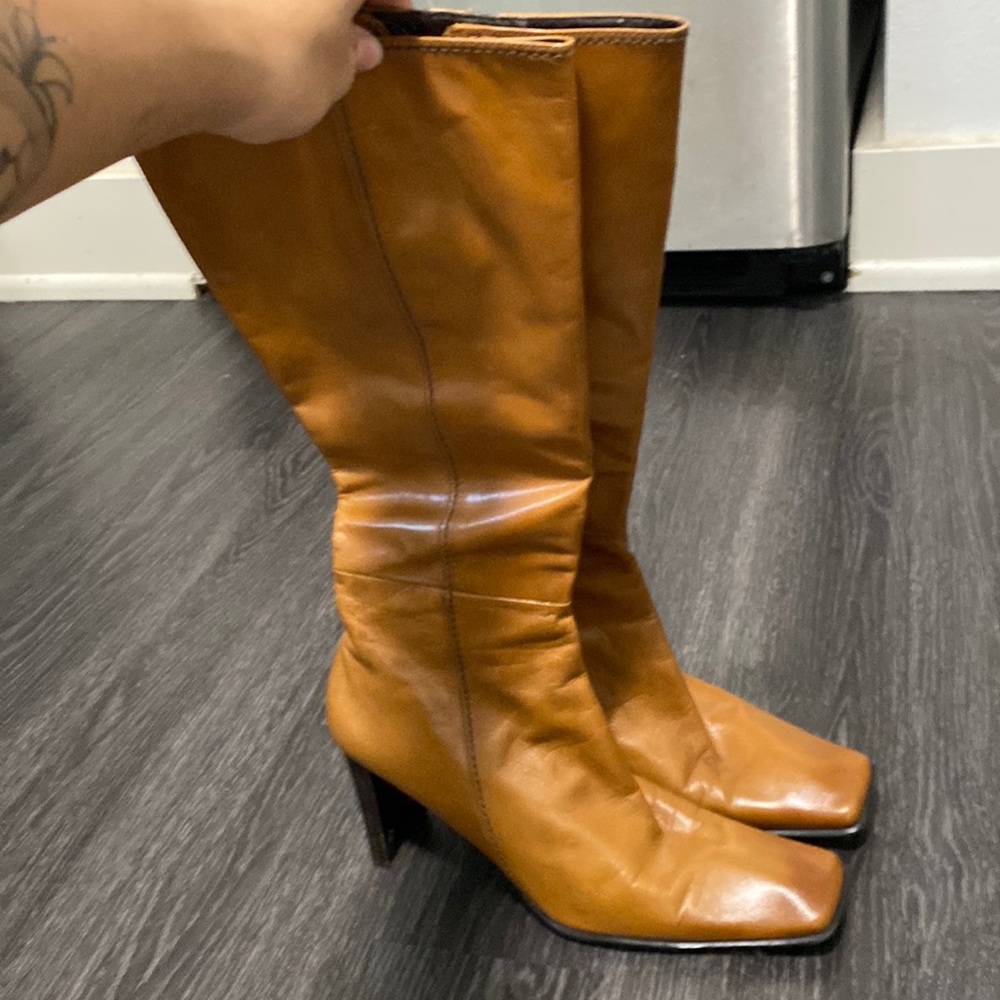 Nine West Leather Square Toe Boots